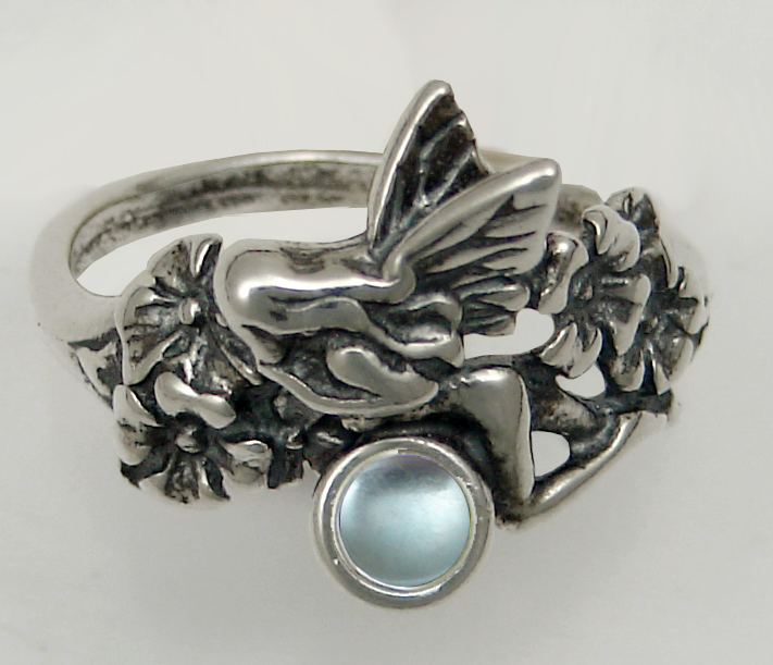 Sterling Silver Garden Fairy Ring With Blue Topaz Size 5